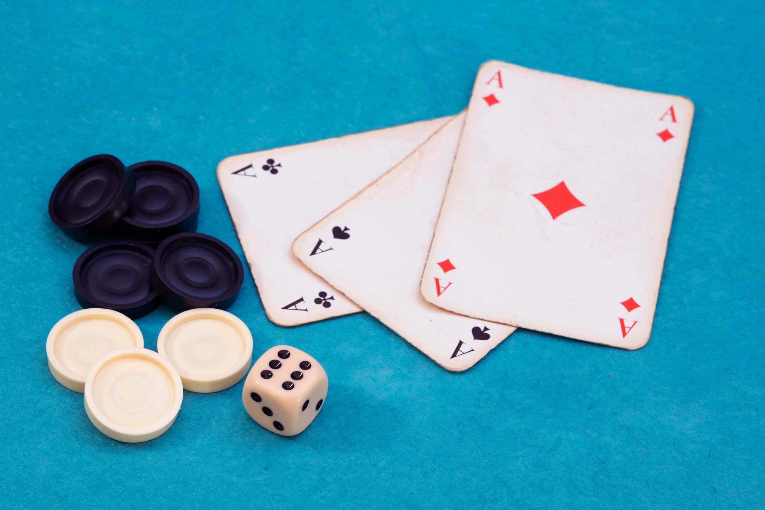 Vintage ace playing cards on a casino table